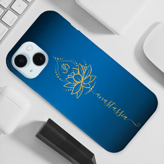 Personalisiert Lotus & Om - Individuelle Name Mini iPhone 15 Hülle