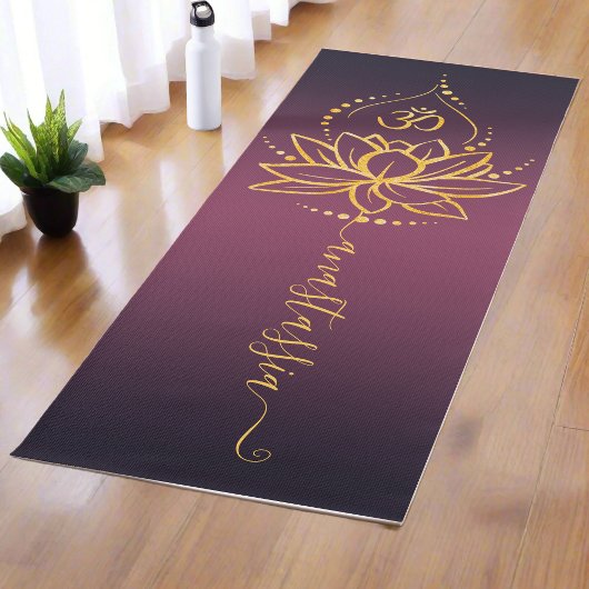 Personalisiert Lotus & Om - Individuelle Name Mini Yogamatte