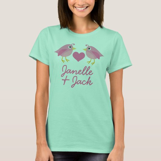 Personalisiert Love Birds Couple Ladys Tshirt (Vorderseite)