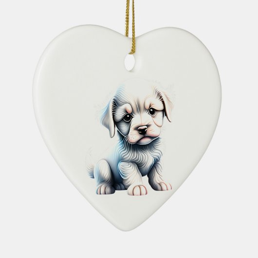 Personalisiert Löwchen Puppy Keramik Ornament (Rechts)