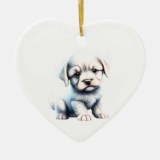 Personalisiert Löwchen Puppy Keramik Ornament (Vorne)
