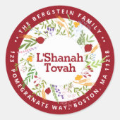 Personalisiert L'Shana Tovah Rosh Hashanah Siegel Runder Aufkleber (Vorderseite)