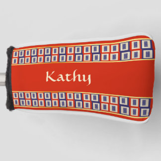 Personalisiert Lucky Blue Eight Wheel Mahjong Tile Golf Headcover