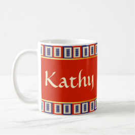 Personalisiert Lucky Blue Eight Wheel Mahjong Tile Kaffeetasse