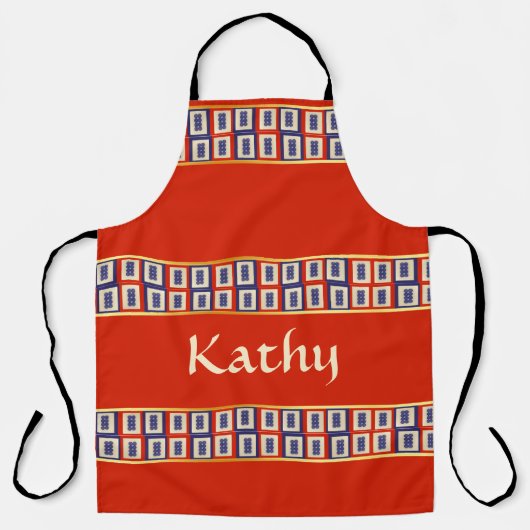 Personalisiert Lucky Blue Eight Wheel Mahjong Tile Schürze (Vorderseite)