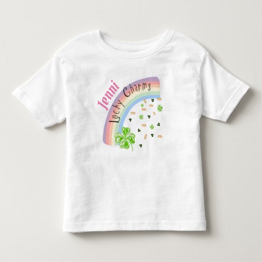 Personalisiert Lucky Charm Rainbow T-Shirt (Vorderseite)