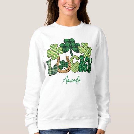 Personalisiert-Lucky-St-Patricks-Tag Sweatshirt (Vorderseite)