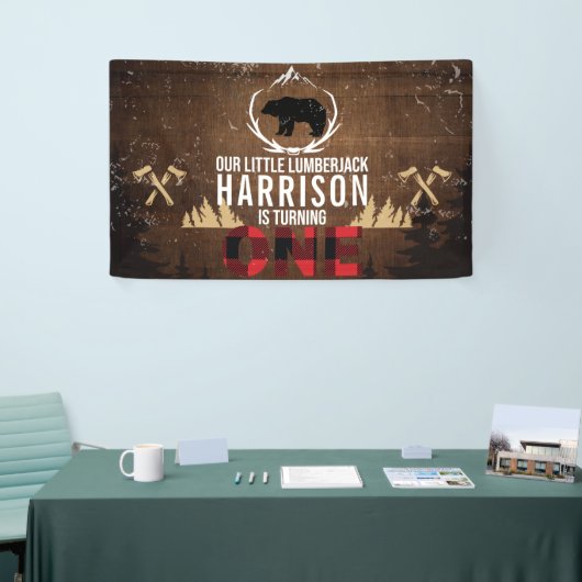 Personalisiert Lumberjack Erster Geburtstag Banner (Messeveranstaltung)