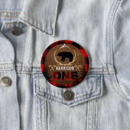 Personalisiert Lumberjack Erster Geburtstag Holz K Button