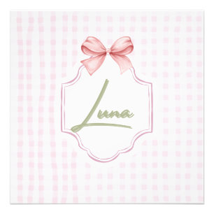 Personalisiert Luna Baby Girl Kinderzimmer Bow & G Fotodruck
