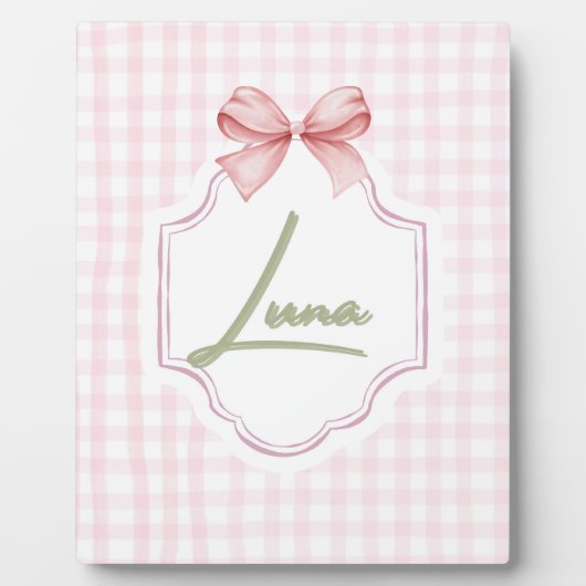 Personalisiert Luna Baby Girl Kinderzimmer Bow & G Fotoplatte (Vorderseite)