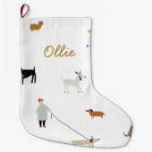 Personalisiert Luxe Dog Weihnachtszeit Strumpf Großer Weihnachtsstrumpf (Vorderseite)