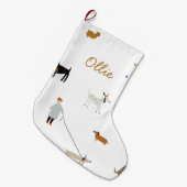 Personalisiert Luxe Dog Weihnachtszeit Strumpf Großer Weihnachtsstrumpf (Vorderansicht (hängend))