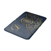 Personalisiert Luxury Gold Mandala Art Blue Badematte (Schrägansicht)