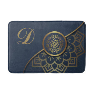 Personalisiert Luxury Gold Mandala Art Blue Badematte