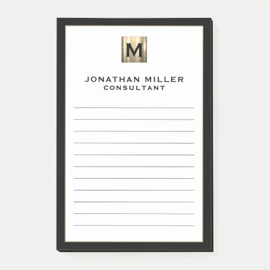 Personalisiert Luxury Monogram Post-it Klebezettel (Vorderseite)