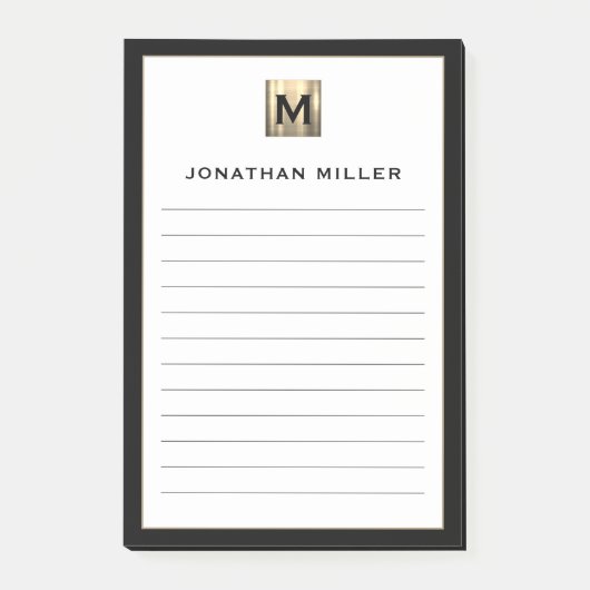 Personalisiert Luxury Monogram Post-it Klebezettel (Vorderseite)