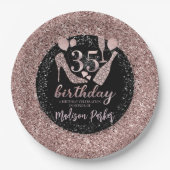 Personalisiert Luxus 35. Geburtstag Glitzer Pappteller (Vorderseite)