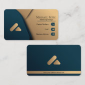 Personalisiert Luxus Aquamarin Blau und Gold Visitenkarte (Vorne/Hinten)