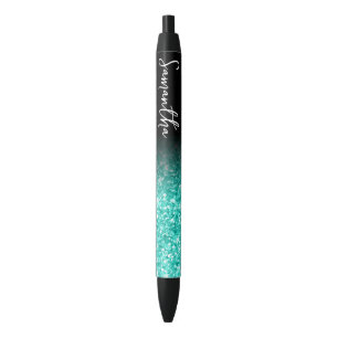 Personalisiert Luxus Türkis Glitzer Ombre Kugelschreiber