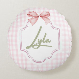 Personalisiert Lyla Baby Girl Kinderzimmer Bow&Gin Rundes Kissen