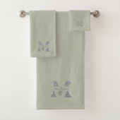 Personalisiert m Erste Silver Monogramm Ihr Name Badhandtuch Set (Insitu)