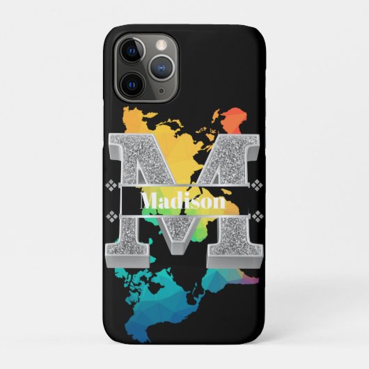 Personalisiert m Erste Silver Monogramm Ihr Name Case-Mate iPhone Hülle (Rückseite)