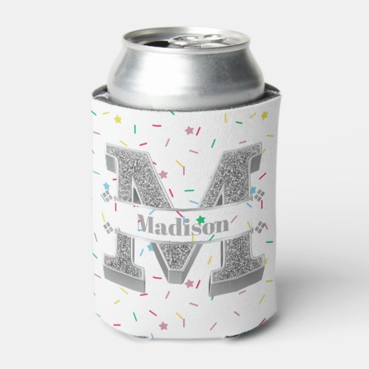 Personalisiert m Erste Silver Monogramm Ihr Name Dosenkühler (Kanne Vorderseite)