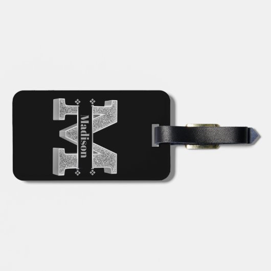 Personalisiert m Erste Silver Monogramm Ihr Name Gepäckanhänger (Rückseite horizontal)