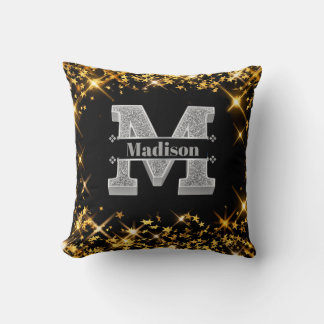 Personalisiert m Erste Silver Monogramm Ihr Name Kissen