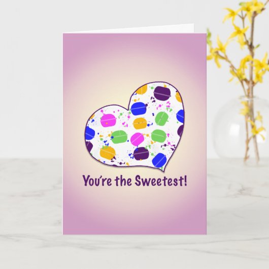 Personalisiert Macaron Confetti Herzchen Valentine Karte (Gelbe Blume)