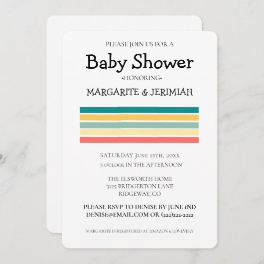 Personalisiert machen wir uns eine Beachy Baby Dus Einladung (Vorne/Hinten)