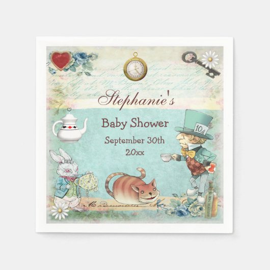 Personalisiert Mad Hatter Baby Dusche Serviette (Vorderseite)
