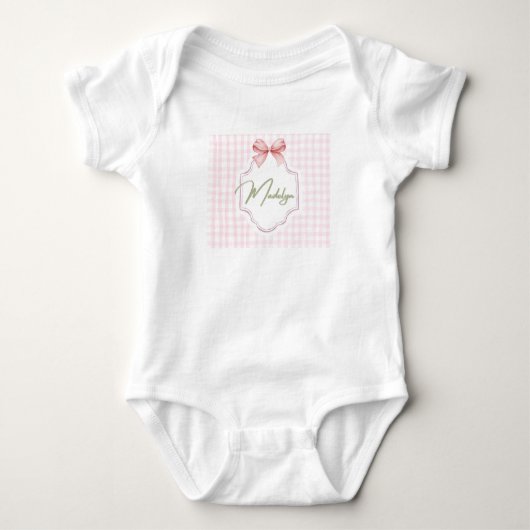 Personalisiert Madeline Baby Girl Kinderzimmer Bow Baby Strampler (Vorderseite)