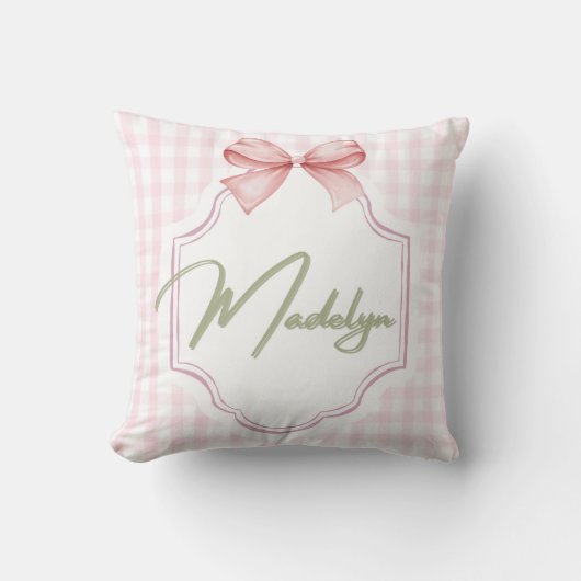 Personalisiert Madeline Baby Girl Kinderzimmer Bow Kissen (Vorderseite)