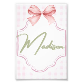 Personalisiert Madison Baby Girl Kinderzimmer Bow& Fotodruck