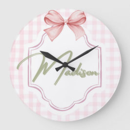 Personalisiert Madison Baby Girl Kinderzimmer Bow& Große Wanduhr