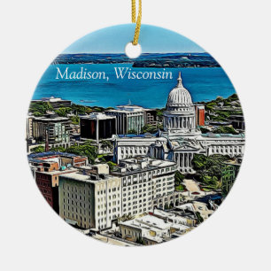 Personalisiert Madison, Chef von Wisconsin Keramik Ornament