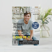 Personalisiert Magazine Style Abschluss Dankeskarte (Stehend Vorderseite)