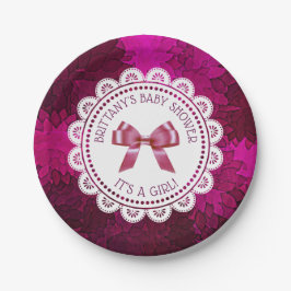 Personalisiert Magenta Girl's Baby Shower Plate Pappteller