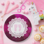 Personalisiert Magenta Girl's Baby Shower Plate Pappteller (Party)