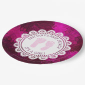 Personalisiert Magenta Girl's Baby Shower Plate Pappteller (Schrägansicht)