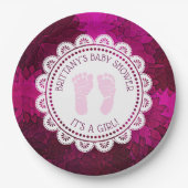 Personalisiert Magenta Girl's Baby Shower Plate Pappteller (Vorderseite)