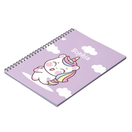 Personalisiert Magical Kawaii Whimsical Unicorn Notizblock (Linke Seite)