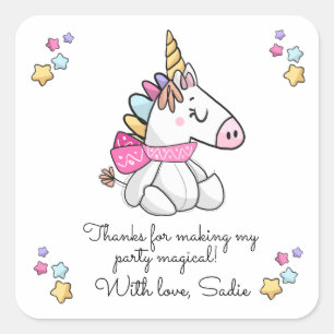 Personalisiert Magical Stuffe Unicorn Vielen Dank Quadratischer Aufkleber