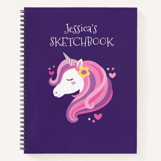 Personalisiert Magical Unicorn Artist Sketchbook Notizblock (Vorderseite)