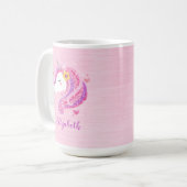 Personalisiert Magisch rosa Glitzer Einhorngesicht Kaffeetasse (Vorderseite Links)