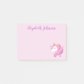 Personalisiert Magisch rosa Glitzer Einhorngesicht Post-it Klebezettel (Vorderseite)