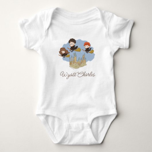 Personalisiert Magische Harry Potter & Hogwarts Baby Strampler (Vorderseite)