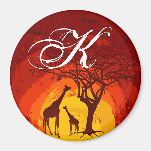Personalisiert Magnet African Safari Giraffe Sun (Vorne)